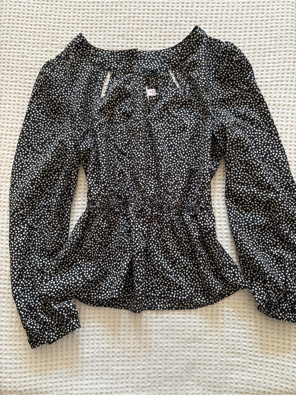 Black and White Heart Peplum Blouse